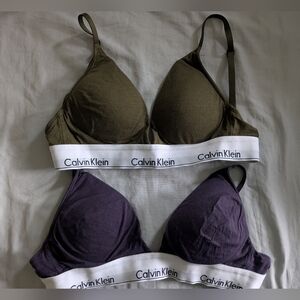 Calvin Klein Olive and Purple Bras